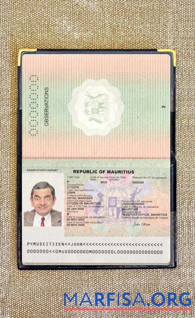 Printable Mauritius passport 2017 present photolook example